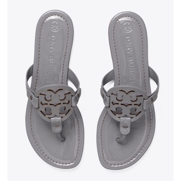 Tory Burch Shoes - Tory Burch MILLER SANDAL, PATENT LEATHER IN Malta Gray Size 9 NWOB